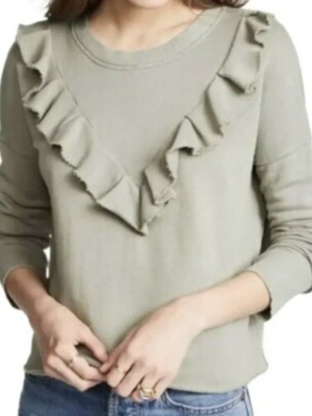 FREE PEOPLE Ooh La Ruffle Pullover Sweatshirt